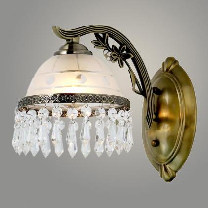 Бра 20218/1W AB бронза 1x40W E27 h200 crst, 24